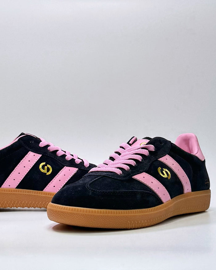 GoodSole 2001 Parallel Suede Sneaker Navy and Pink | Women's Shoes | Gretel Lane