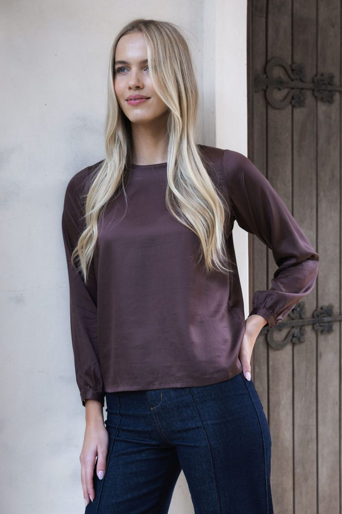 Humidity Women's Alina Tencel Blouse in Cocoa | Gretel Lane