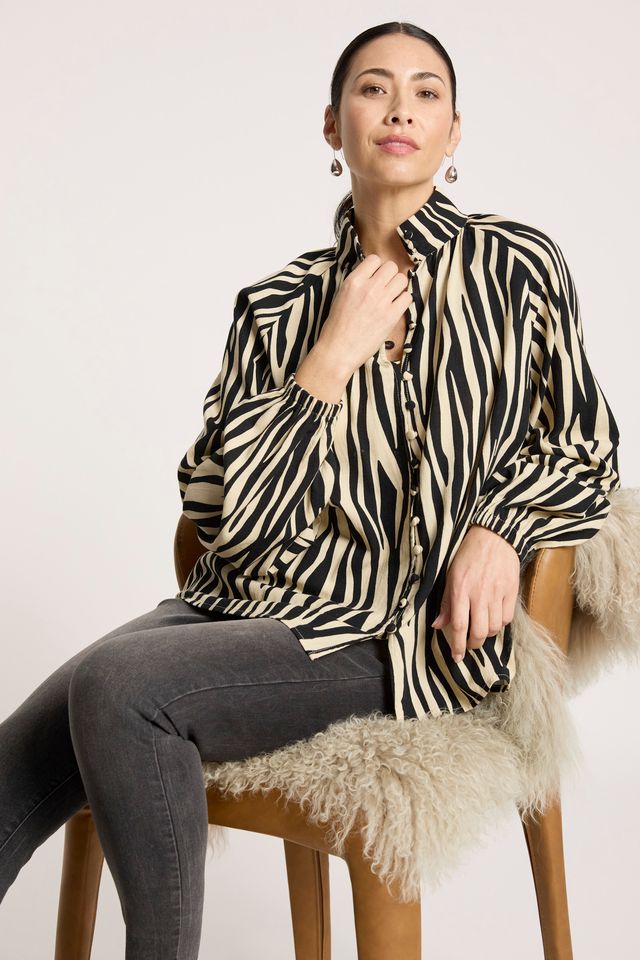 Eb & Ive Women's Zebra Print Cotton Blend Bajau Shirt | Gretel Lane