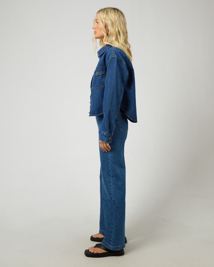 Banks Cropped Heritage Blue Denim Jacket | Gretel Lane