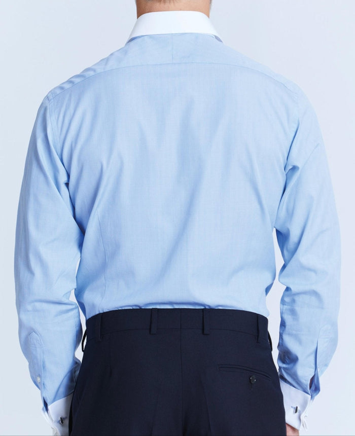 bernard blue prince of wales made to measure shirt model back 1