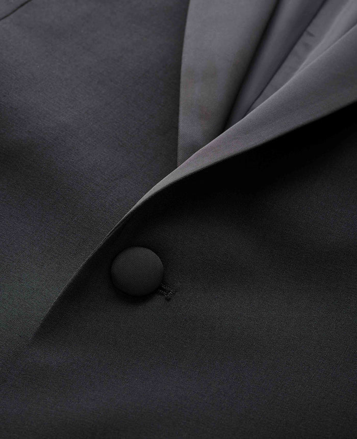 Black Wool Blend Tailored Dinner Suit Jacket