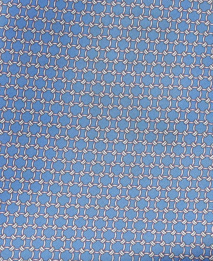 Men's Blue Chain Silk Pocket Square fabric detail