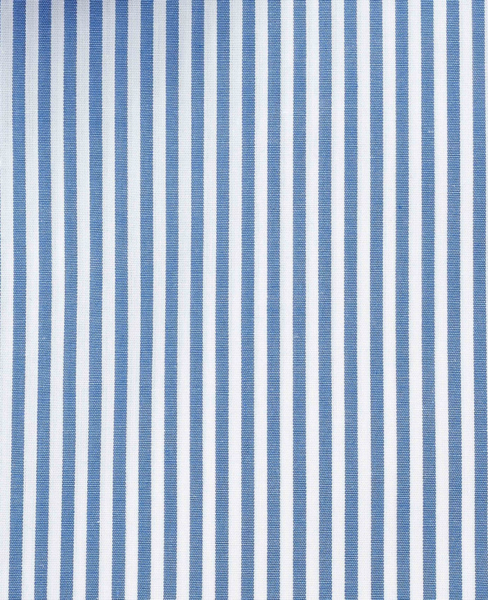 Men's Blue Stripe Cotton Poplin Slim Fit Formal Shirt With Double Cuffs fabric detail