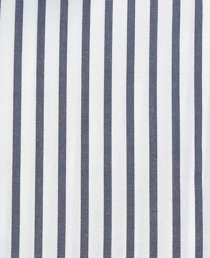 Men's Blue White Cotton Poplin Stripe Classic Fit Formal Shirt With Single Cuffs fabric detail