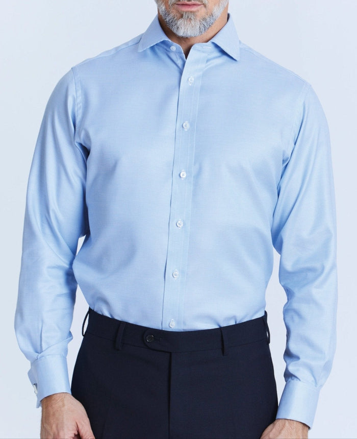 chester blue dobby made to measure shirt model 1