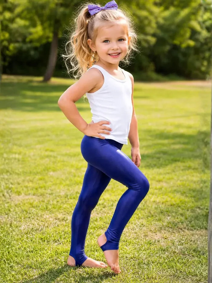 Crazy Chick Girls Shiny Stirrup Purple Leggings