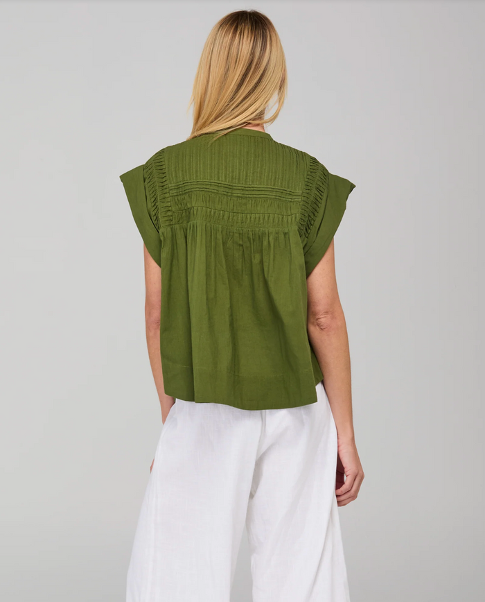 Boom Shankar Women's Khaki Cotton Danika Top | Gretel Lane