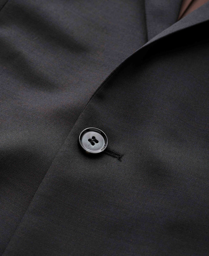 Dark Brown Wool Blend Tailored Suit Jacket