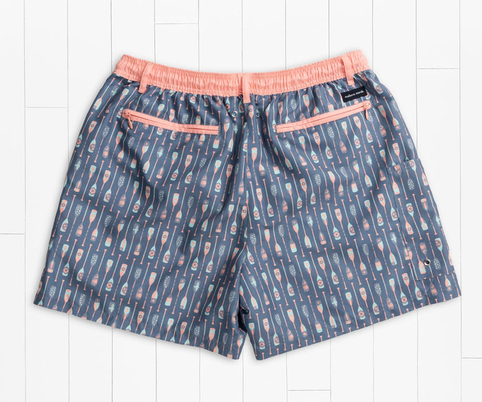 Slate and Peach | Dockside Swim Trunk | Paddles | Swim Shorts | Back