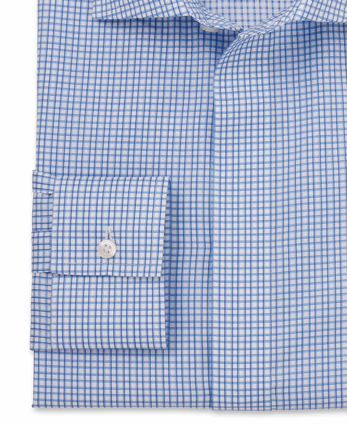 ernest blue white shadow check made to measure shirt cuff detail