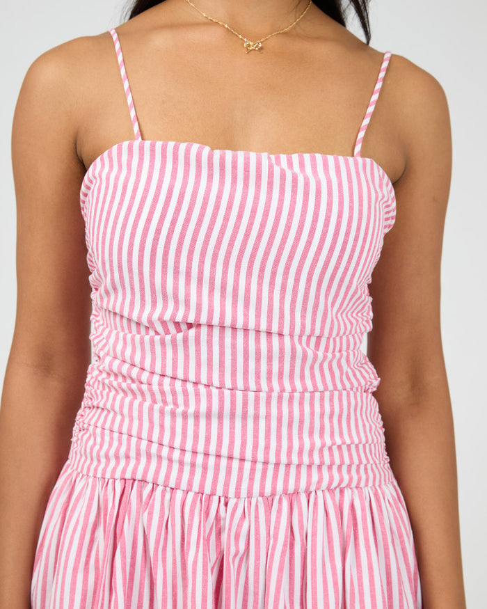 All About Eve Pink vertical stripe maxi dress