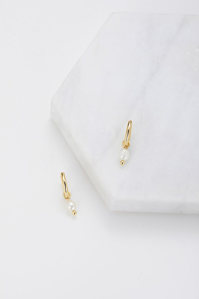Zafino Heidi Small Pearl Drop Hoop Gold | Women's Earrings | Gretel Lane