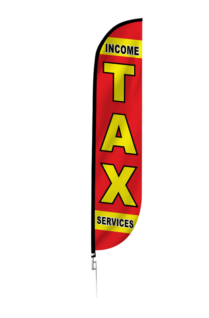 Income Tax Services Feather Flag in Red