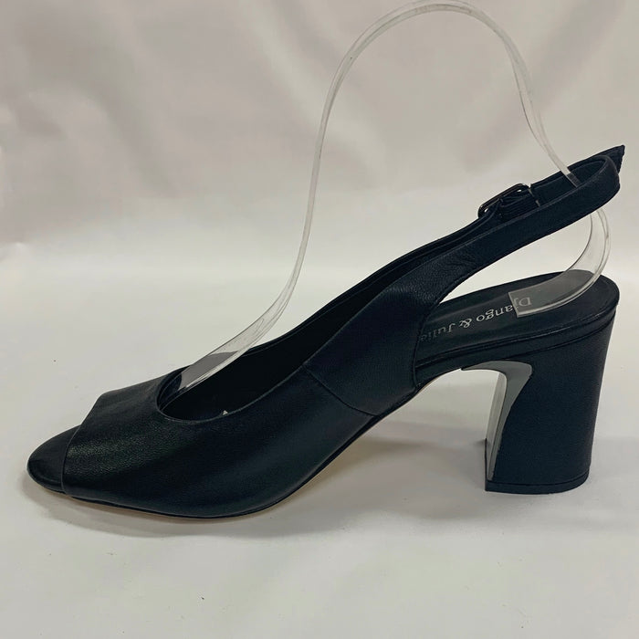 Kianna Leather Block Heels - Black