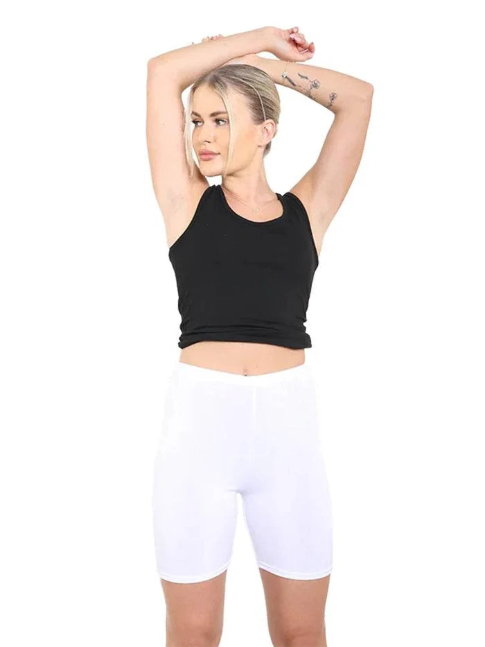 Ladies Over Knee Cotton Cycling Shorts - thefancydress.co.uk