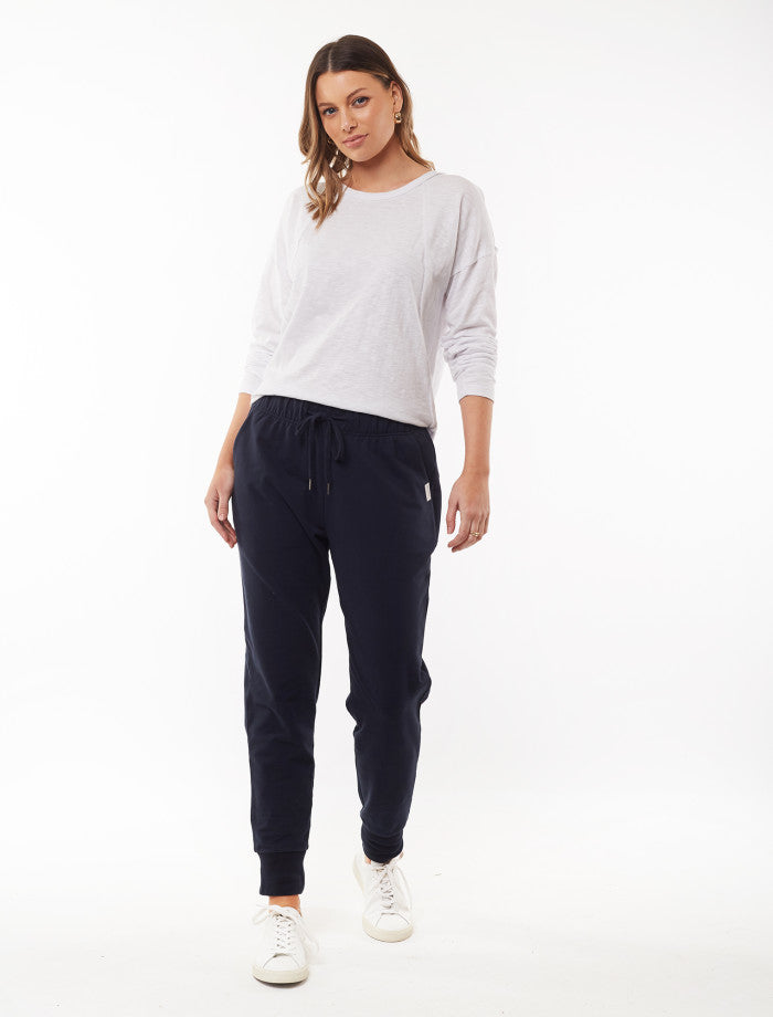 Women’s navy cotton stretch joggers | Foxwood