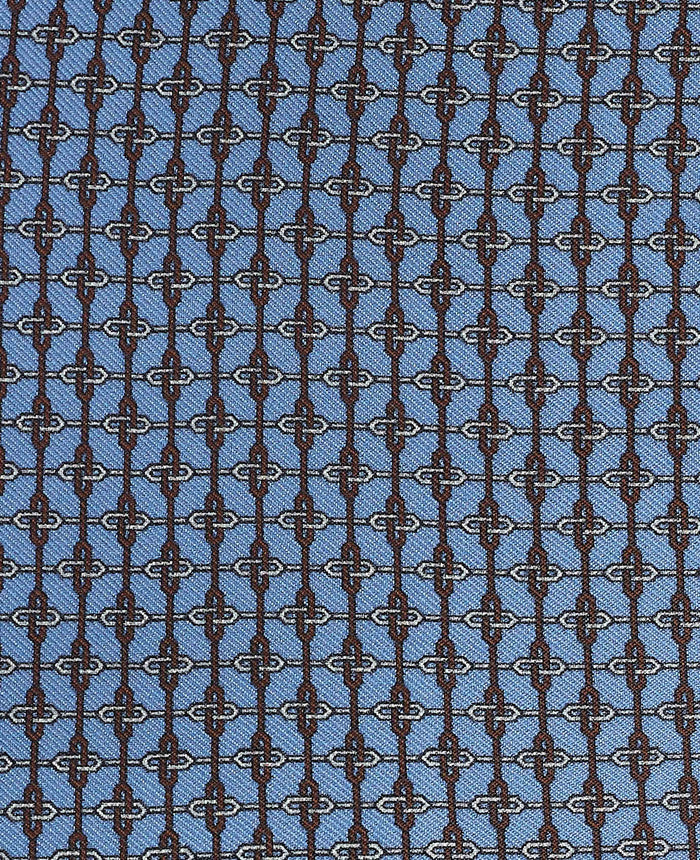 Men's Light Blue Link Print Silk Pocket Square fabric detail
