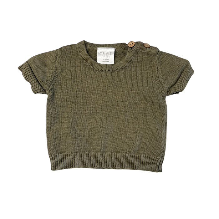 Mebie Baby | Green Knit Short Sleeve Top | 6-12M
