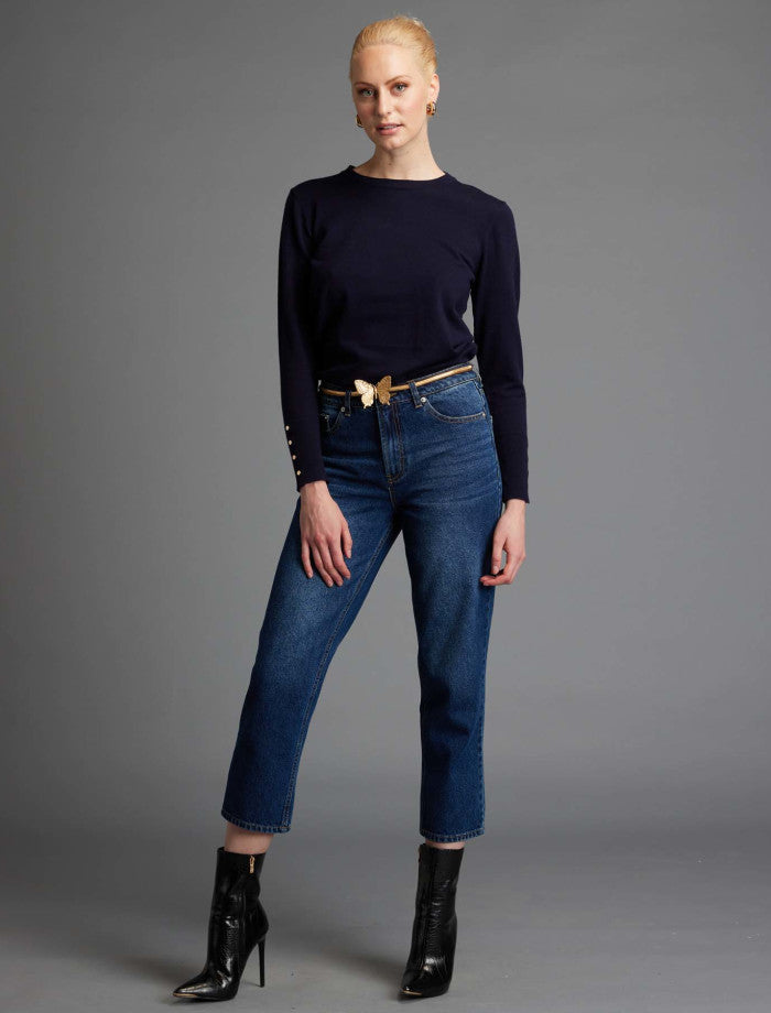 Fate & Becker Moonlight Basic Knit Top Navy
