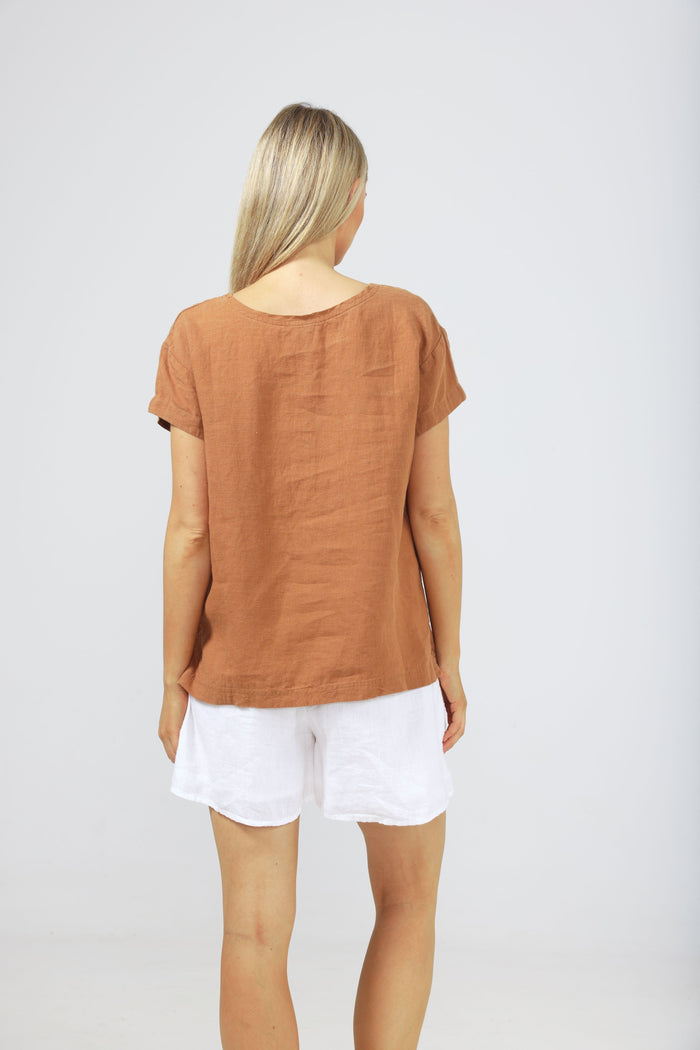 women's linen top in terracotta | The Shanty Corporation