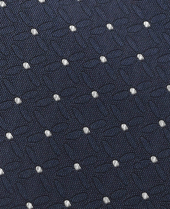 Men's Navy Spotted Silk Tie fabric detail