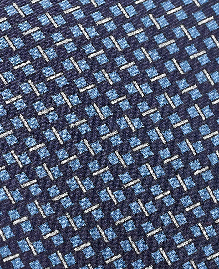 Men's Navy Square Print Silk Tie fabric detail