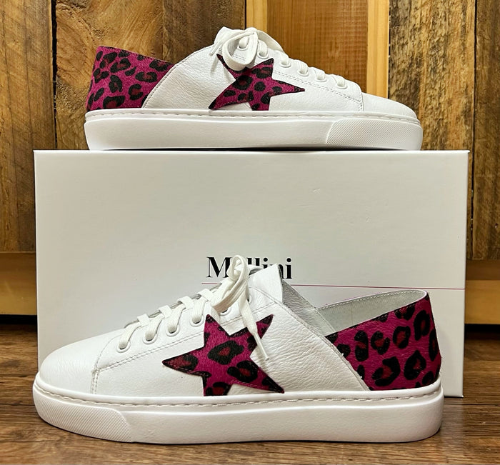 MOLLINI Oholiday leather tennis shoes (White/Pink Leopard)