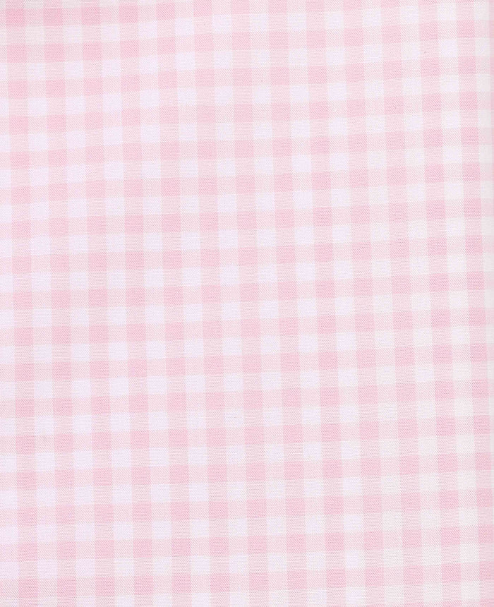 Men's Pink Cotton Poplin Gingham Check Classic Fit Formal Shirt With Single Cuffs fabric detail