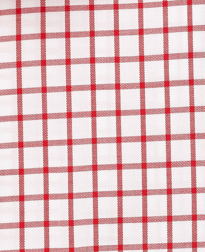 Men's Red Check Cotton Twill Classic Fit Formal Shirt With Single Cuffs fabric detail