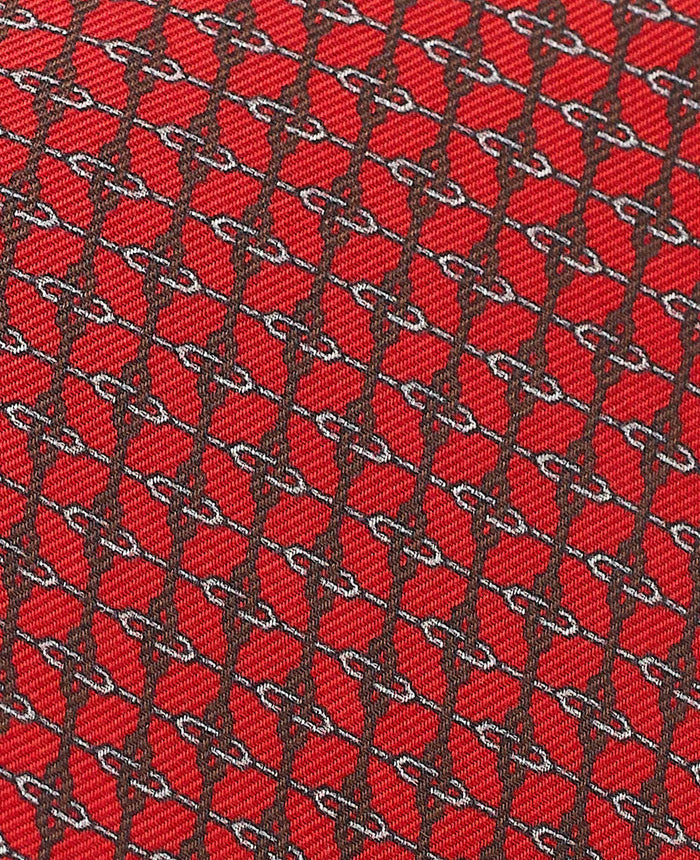 Men's Red Link Print Silk Tie fabric detail