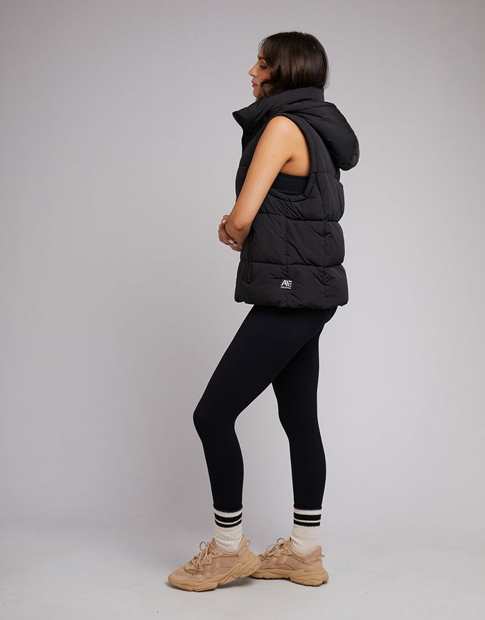 All About Eve Remi Luxe black hooded puffer vest