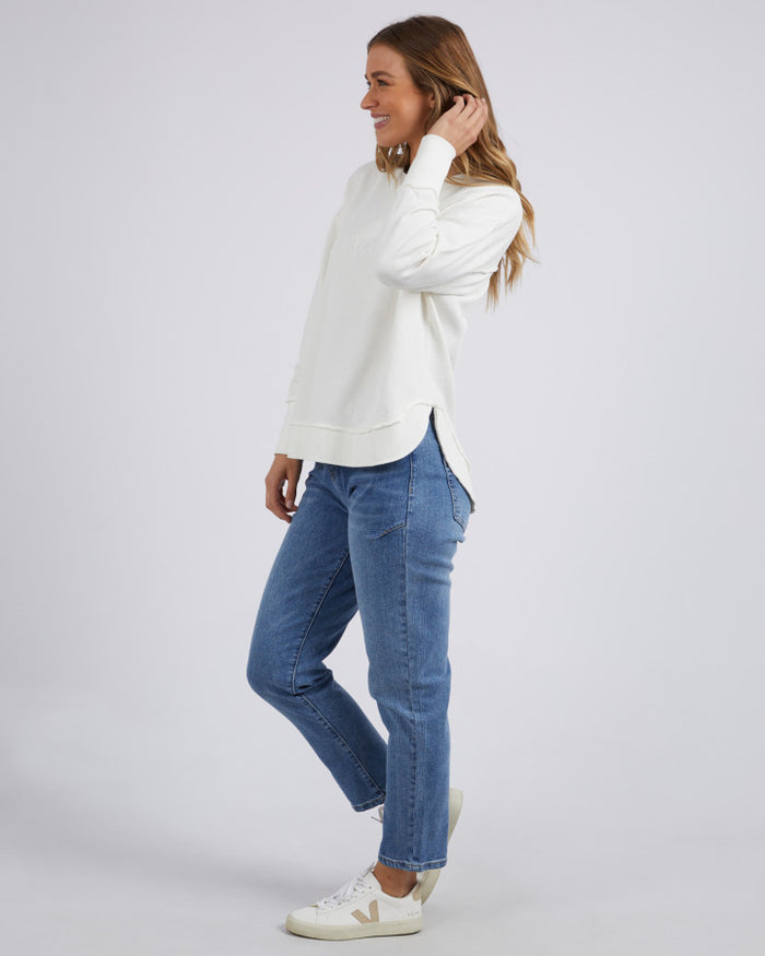 White Foxwood Simplified Crew Sweatshirt | Gretel Lane