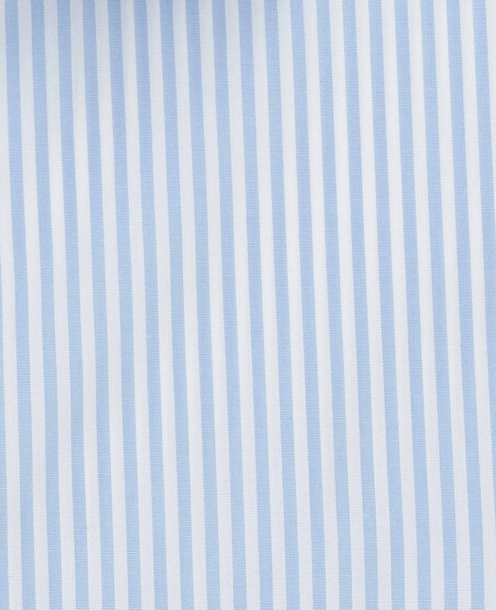 Men's Sky Blue Stripe Cotton Poplin Classic Fit Formal Shirt With Double Cuffs fabric detail