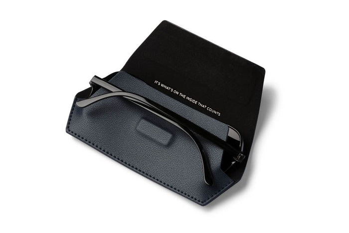 Fox and Leo Navy Leather Slimline Glasses Case | Gretel Lane