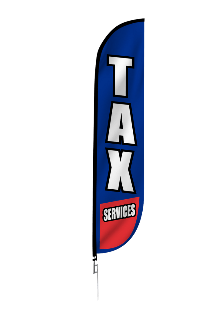 Tax Services Feather Flag in Blue & Red