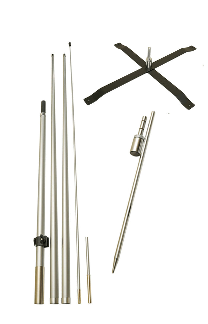 12ft Feather Flag X Stand & Ground Spike Pole Set