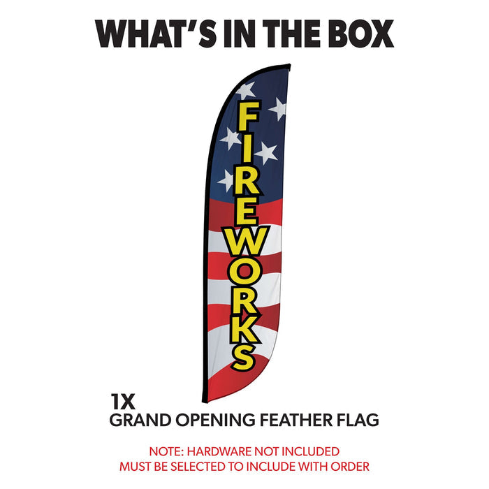 12ft Fireworks Feather Flag Red White Blue