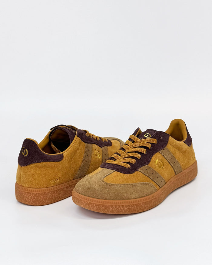 GoodSole 2001 Parallel Mustard/Choc Multi Suede Sneaker | Women's Sneakers | Gretel Lane