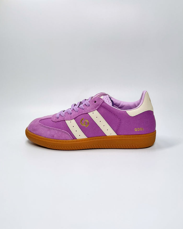 Goodsole  lavender canvas upper sneaker with suede accents