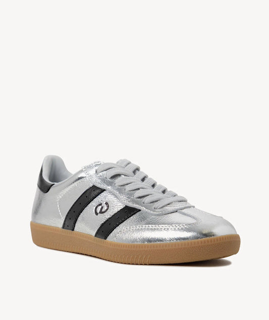 GoodSole 2001 Parallel Women's Lace-up Sneaker Silver/Black Metallic | Women's Sneaker | Gretel Lane