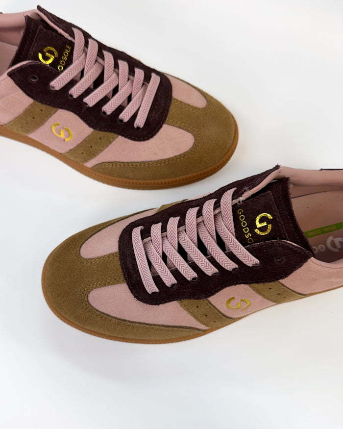 GoodSole 2001 Parallel Women's Sneaker in Mousse/Choc Multi Suede | Gretel Lane