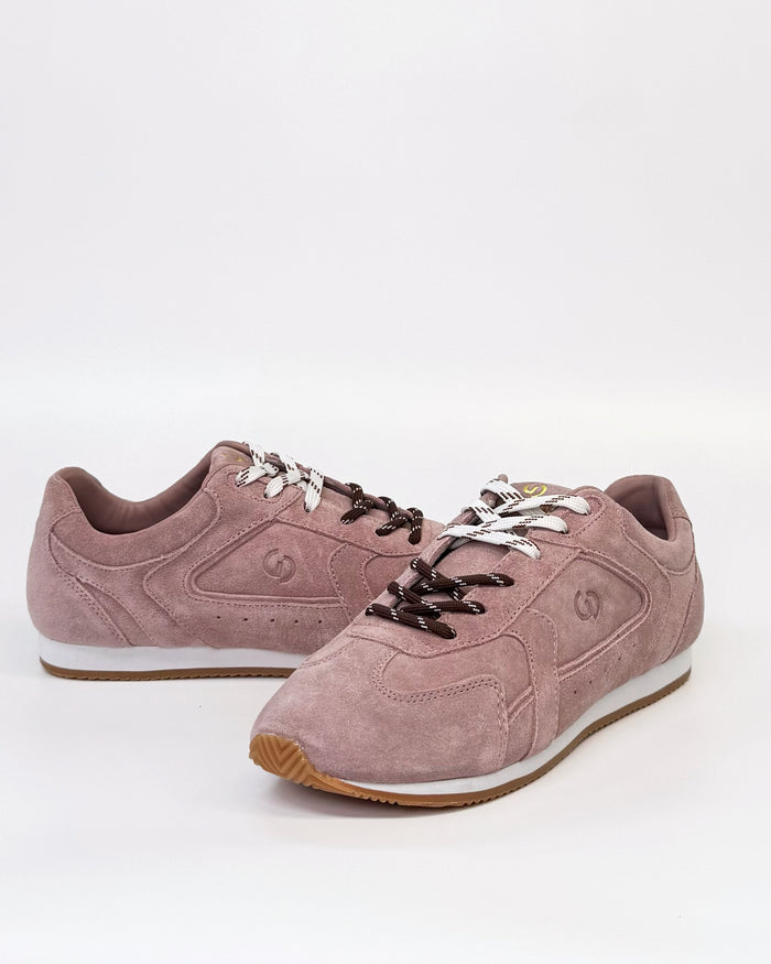 women’s lace-up sneaker in soft Hazy Pink suede