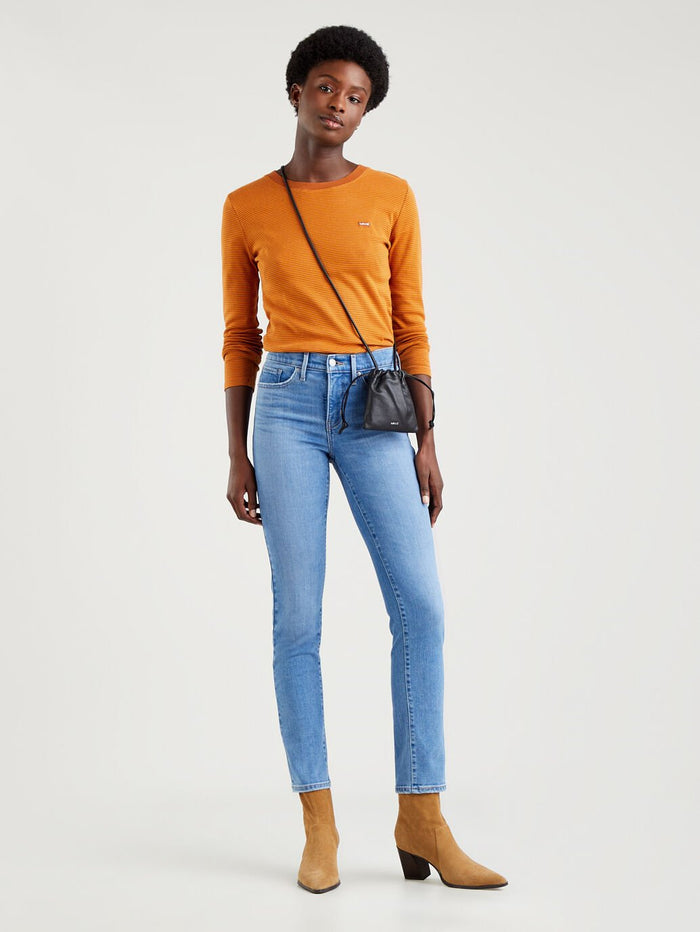 Levi's women's light blue slim fit jeans | mid-rise high-stretch denim pants
