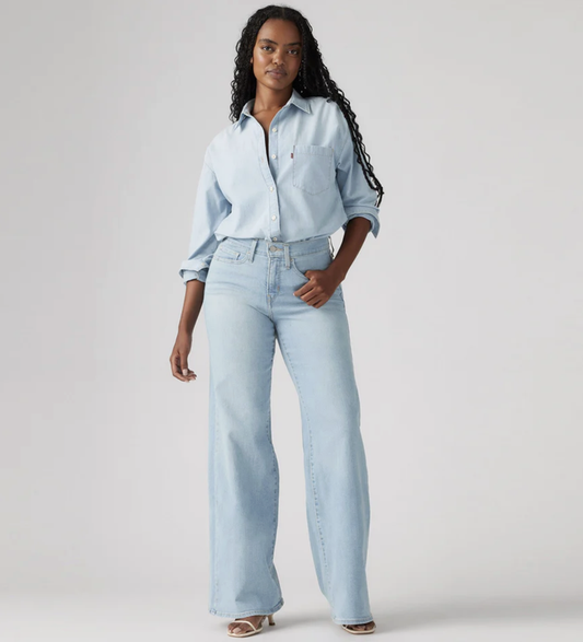 Levi Women's 318 Wide Leg Jeans in Light Blue | Gretel Lane