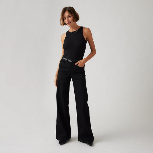 Levi’s 318 Shaping Wide Leg Jeans in Soft Black