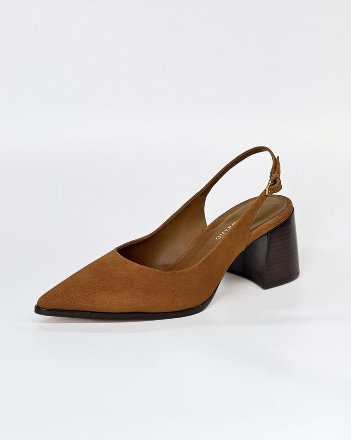 Carrano 811002B Women's Pointed Toe Slingback Heel Tan Nobuck | Women's Shoes | Gretel Lane