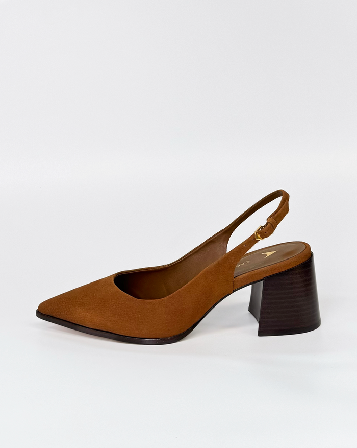 Carrano 811002B Women's Pointed Toe Slingback Heel Tan Nobuck | Women's Shoes | Gretel Lane