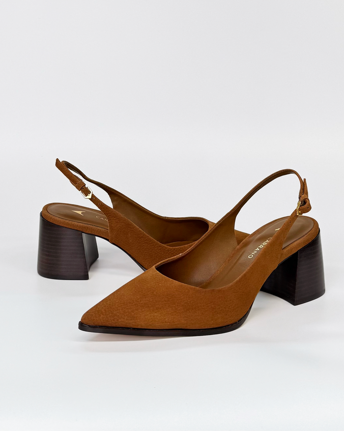 Carrano 811002B Women's Pointed Toe Slingback Heel Tan Nobuck | Women's Shoes | Gretel Lane