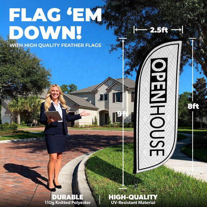 8ft Open House Feather Flag
